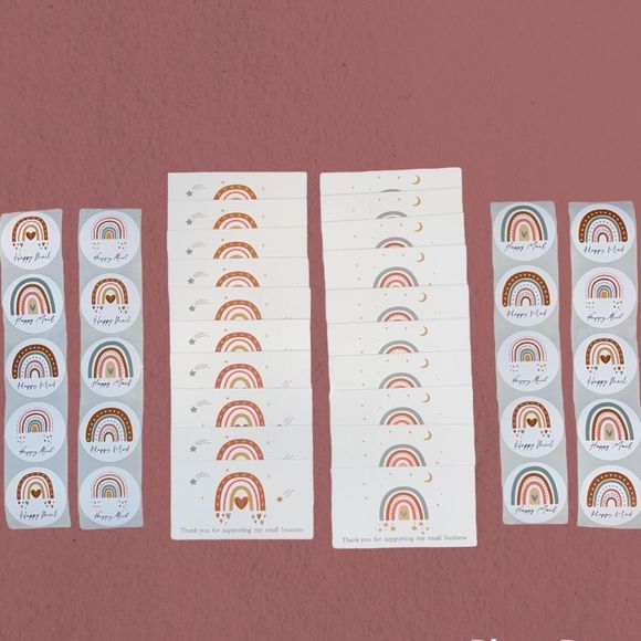 Other - Bohemian Rainbow 40 Piece "Thank You" Cards & Stickers